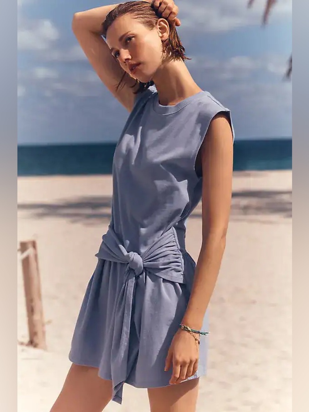 CELANDINE Wrap/Tie-Waist Mini Dress in Lilac